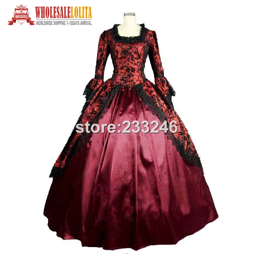 Лучшие продажи красного цвета с рисунком и длинными в викторианском стиле