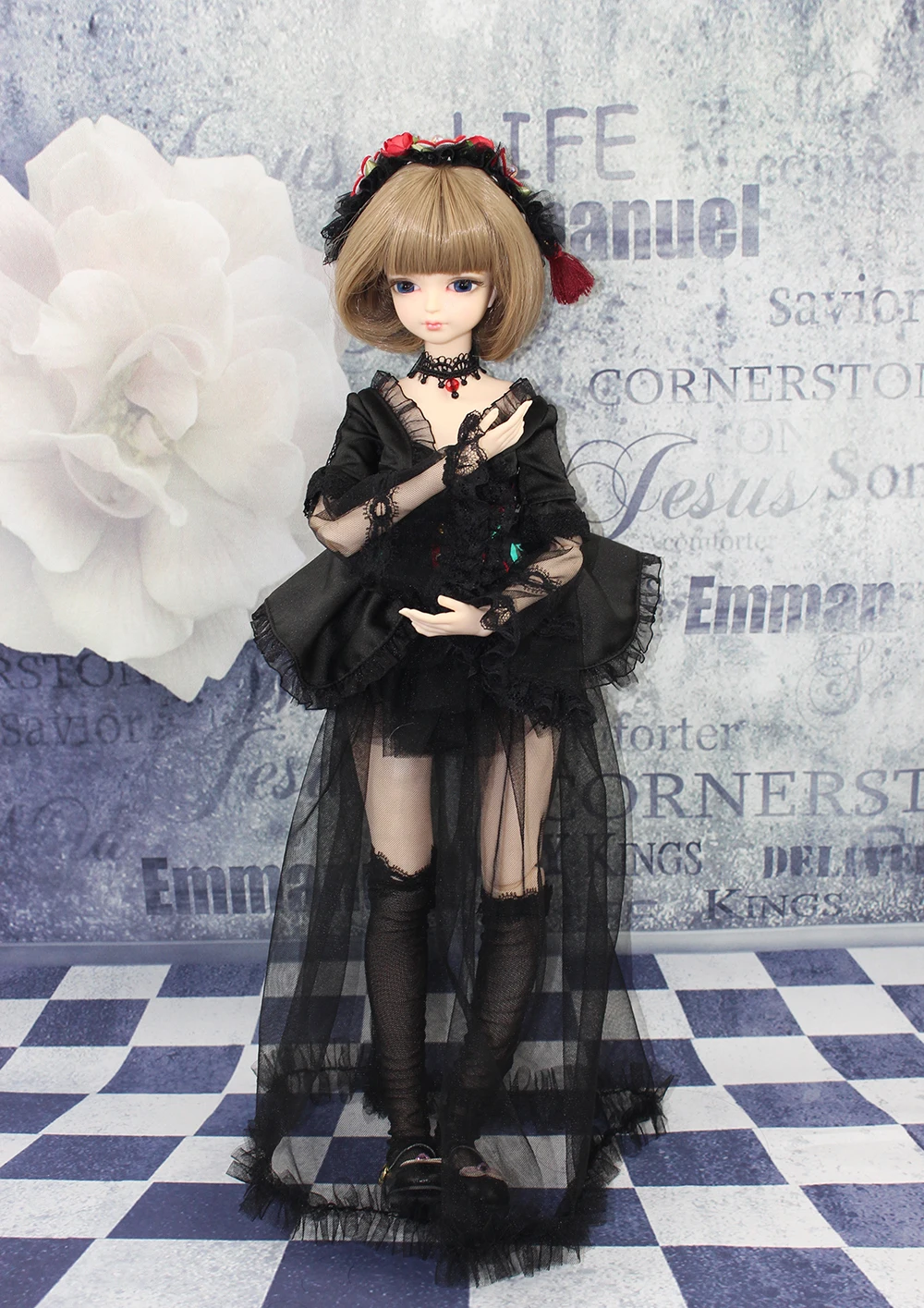 Fortune дней 1/4MMGIRL BJD Кукла Совместное тела с ручным душем-макияж reborn для маленьких девочек черное платье игрушечная обувь кукла Изысканная подарочная коробка