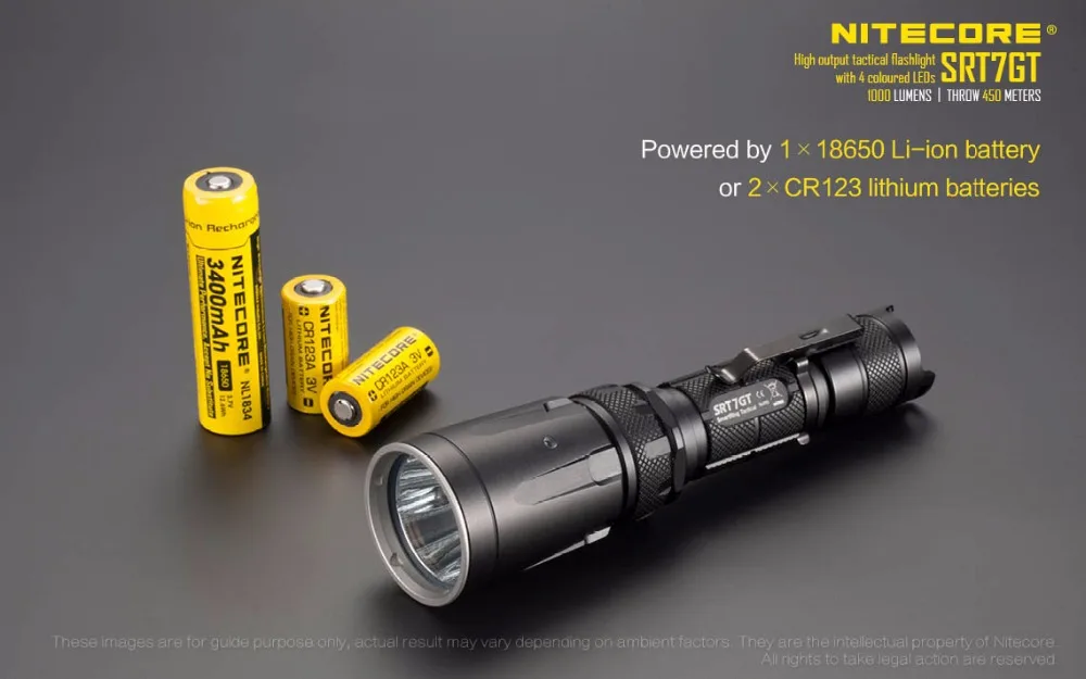 NITECORE SRT7GT фонарик умный селектор кольцо CREE XP-L HI V3 RGB Свет Макс 1000 люмен луч бросок 450 м тактический фонарь