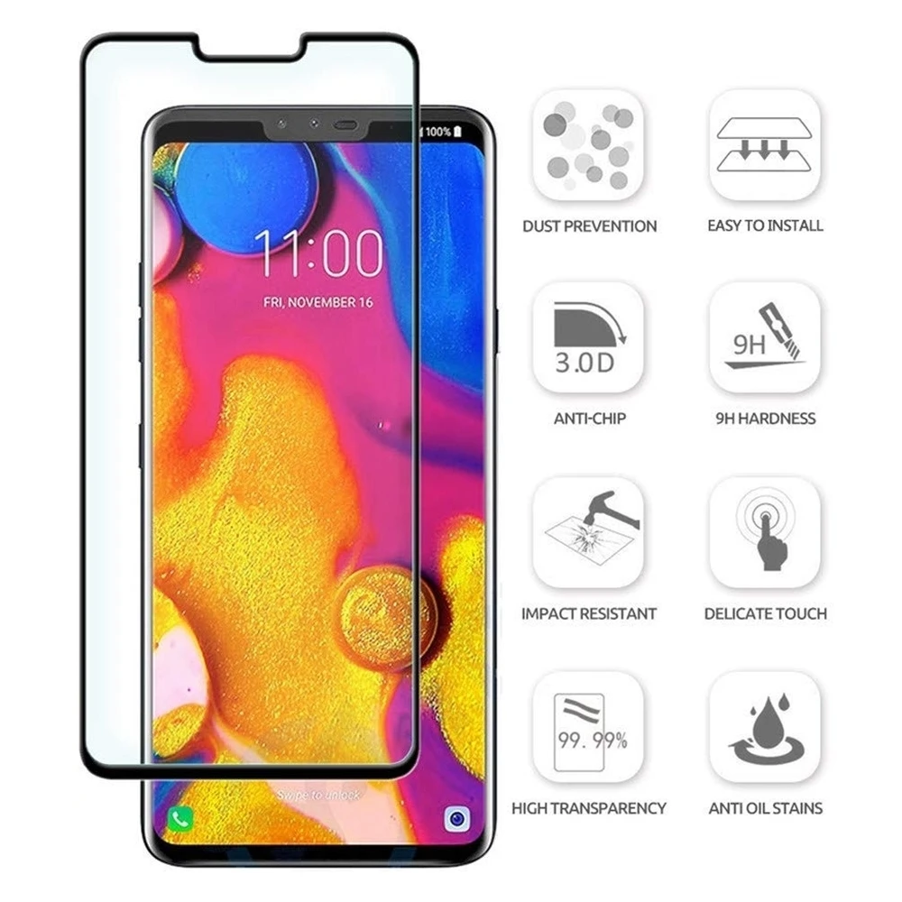 3D изогнутое полное покрытие для LG V40 ThinQ закаленное стекло V 40 полная защитная