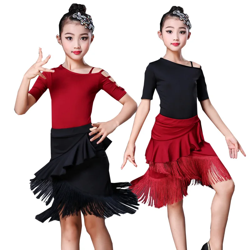 

New Latin Dance Dress Children 2 Color Professional Ballroom Latin Dance Costume 2 Pcs For Girls Kids Dresses For Girls