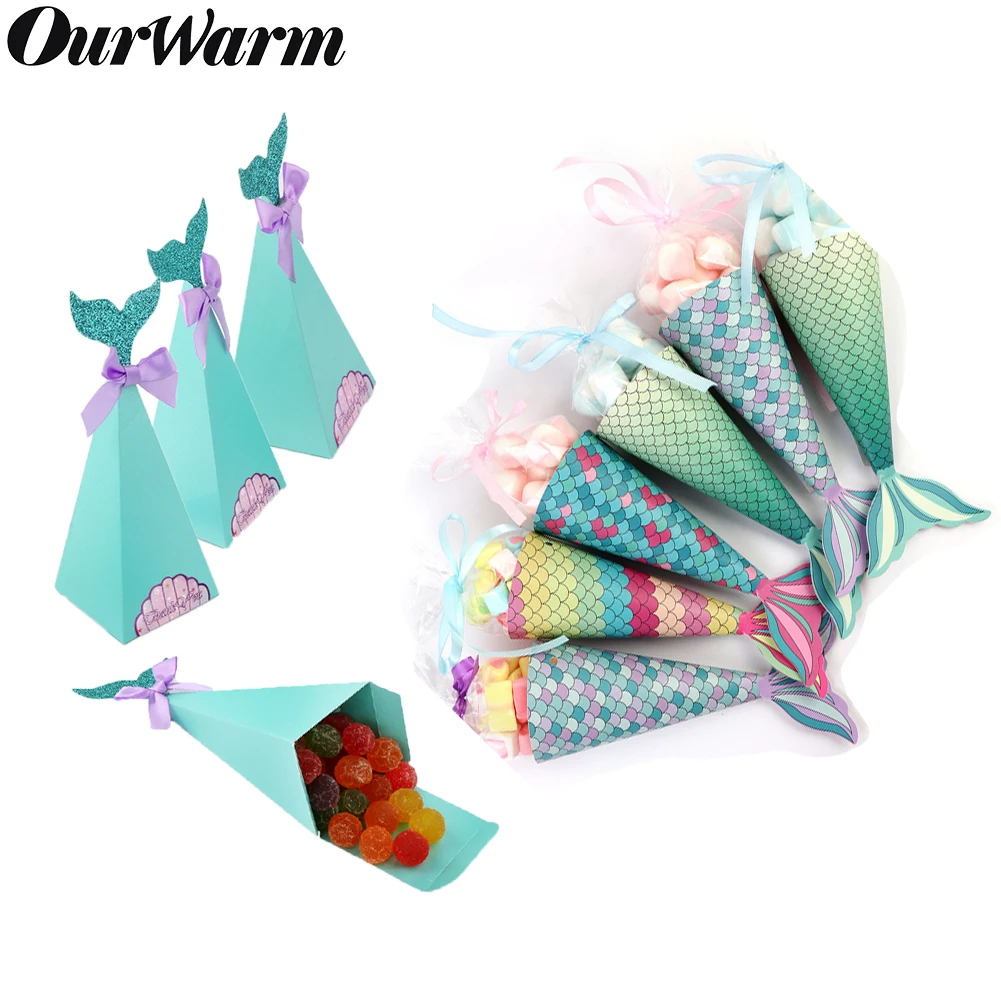

OurWarm Under the Sea Party Candy Boxes Little Mermaid Party Supplies Theme Mermaid DIY Gift Box Birthday Party Decorations Kids