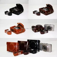 leather camera case bag cover camera strap for sony cyber shot dsc hx60 dsc hx50v dsc hx60 hx50v hx30 no logo black brown coffee