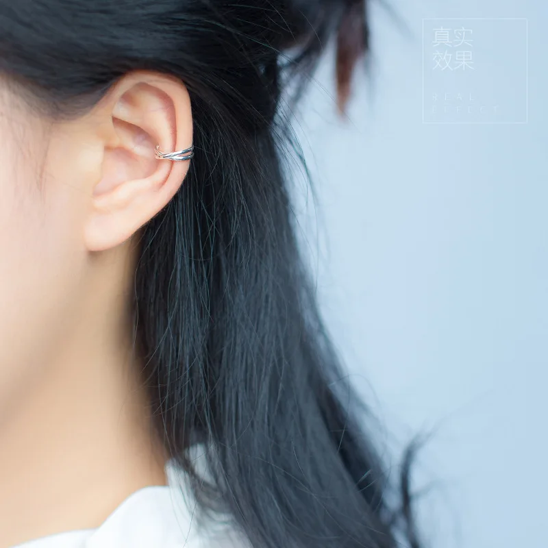 Оптовая продажа маленькие серьги Клипсы из настоящего серебра 925 пробы манжеты