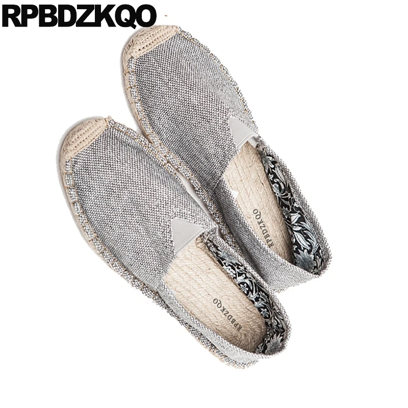 Designer Flats Comfort Canvas Men Shoes Casual Fashion Large Size Espadrilles Breathable Rubber Boys Slip On Lightweight Hemp | Обувь