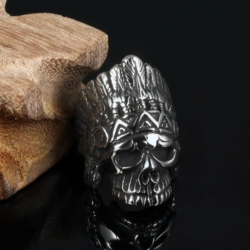 Creative titanium steel domineering punk retro single skeleton man ring GJ485 | Украшения и аксессуары