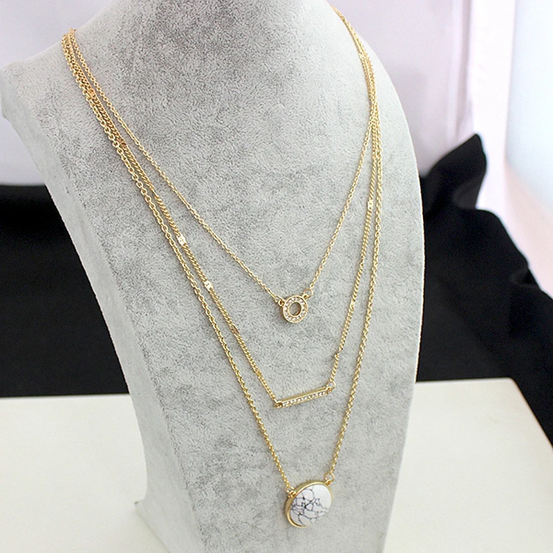 Ожерелье Szelam с подвеской из натурального камня многослойный хрусталь белый