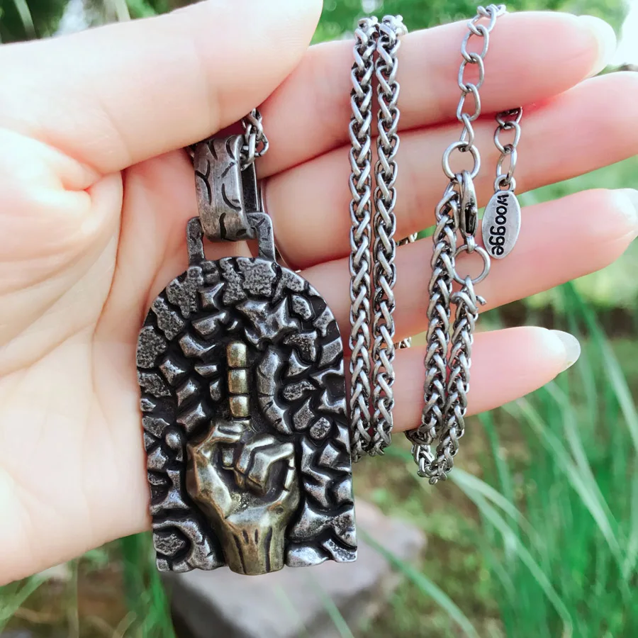 Collares Largos De Moda 2018 модная Ювелирная цепочка трещины средний палец камень ожерелье