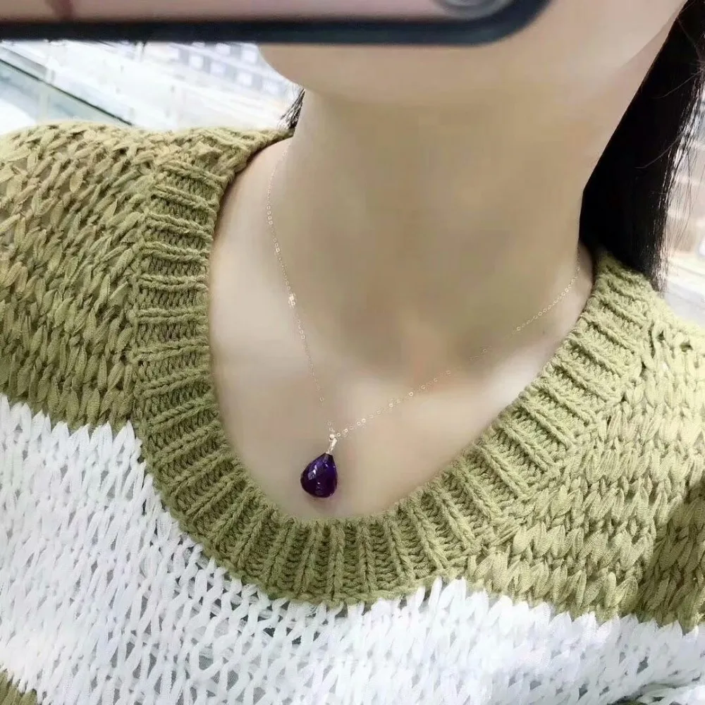 Shilovem 18k Желтые пьезоэлектрические Аметистовые Подвески Изящные ювелирные