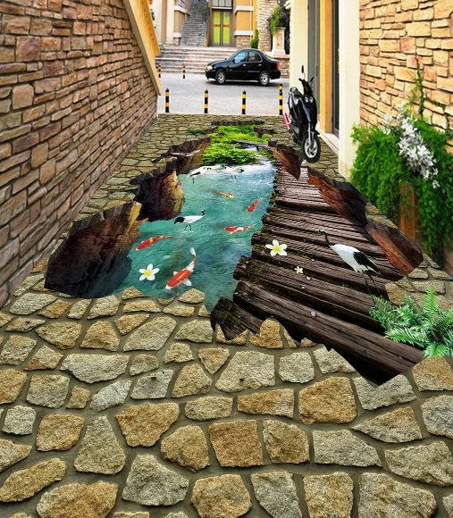 

[Self-Adhesive] 3D Heron Stone Bridge 4 Non-slip Waterproof Photo Self-Adhesive Floor Mural Sticker WallPaper Murals Print Decal