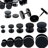 10pcs black stainless steel fake cheater ear plugs gauge body jewelry pierceing earring for men women wholesale
