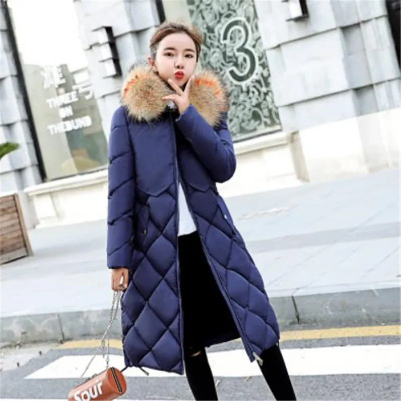 

2018 New Autumn Winter Hot Selling Women's Fashion Casual Warm Jacket Female Down Cotton Parka High-end Large fur Collar Coats