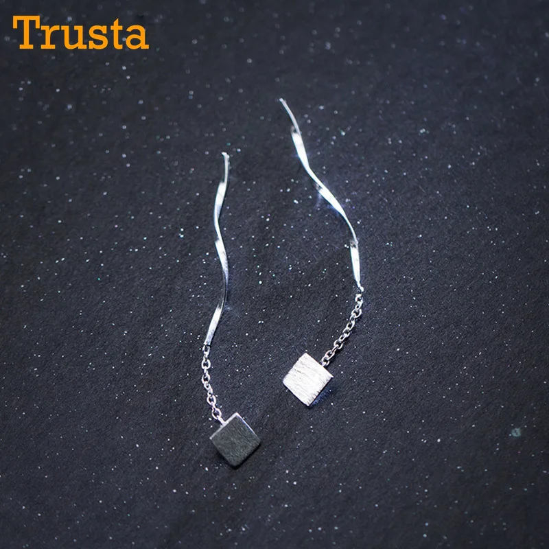 Trusta, 925 пробы, серебряные серьги, ювелирное изделие, в виде капли, одноцветные, с бусинами, с ушной линией, в Крутом стиле, для девочек-подростков, для женщин, DS1277