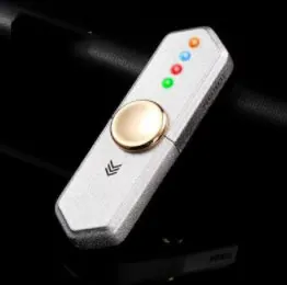 Silver scrub СВЕТОДИОДНЫЙ многоцветный Дополнительный вход USB зарядки легче Спиннер гироскопа палец вращающийся EDCAnti стресс игрушка Рождественский подарок - Цвет: Silver scrub