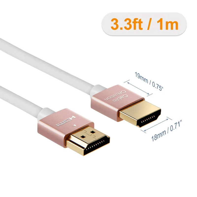 Ультратонкий HDMI штекер 2 0 высокоскоростной низкопрофильный кабель видеокабели