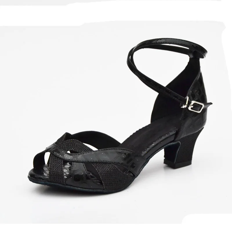 black heel 6cm Новинка, Женская Обувь для бальных танцев, латинских танцев, танго, распродажа, обувь для латинских танцев, сандалии для девочек - Цвет: black heel 6cm