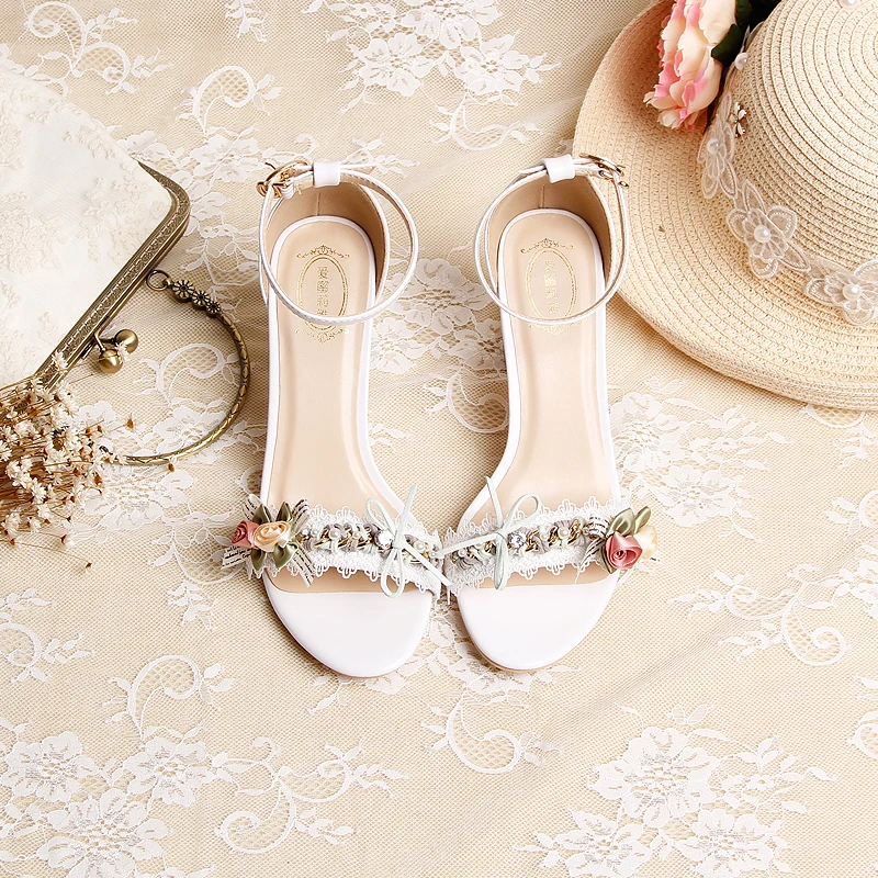 Сандалии для девочек босоножки больших размеров с открытым носком бантом и