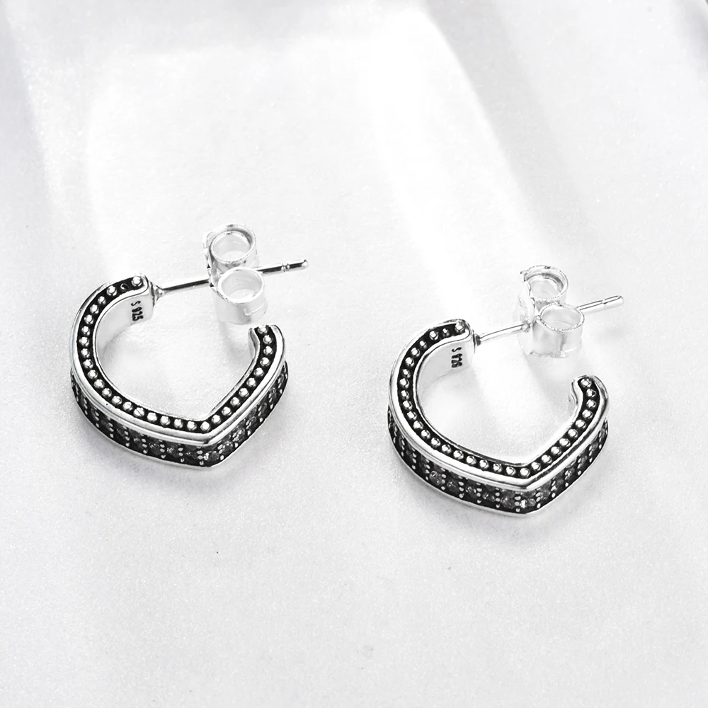 LZESHINE натуральная 925 пробы СЕРДЦЕ серебряные серьги для Для женщин Jewelry Серьги