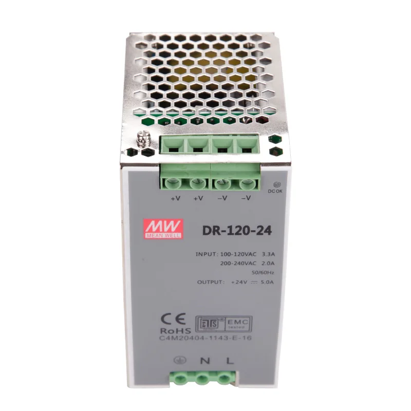 DR-120 DR-120-24 Din Rail блок питания 120 Вт 24 в мощный AC DC преобразователь DR-120-12 DR-120-36 |
