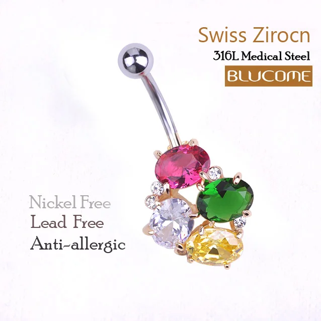 Потрясающий вид Панк горный хрусталь сексуальный пирсинг тела пупок пупка