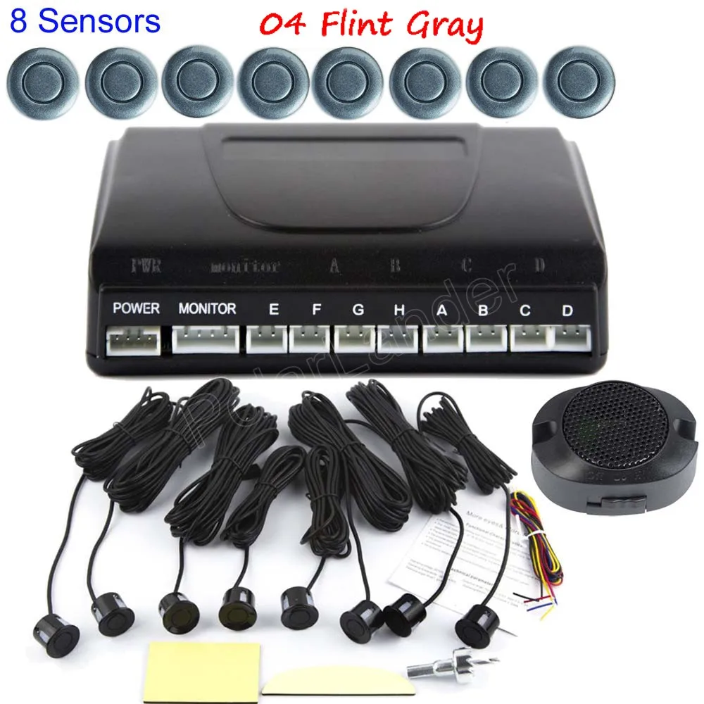 04 flint gray 44 цвета комплект автомобильных датчиков парковки 8 датчиков s нет дисплея обратный резервный Радар НЕТ монитора 12 в автомобильный Автомобиль Горячая Распродажа - Название цвета: 04 flint gray