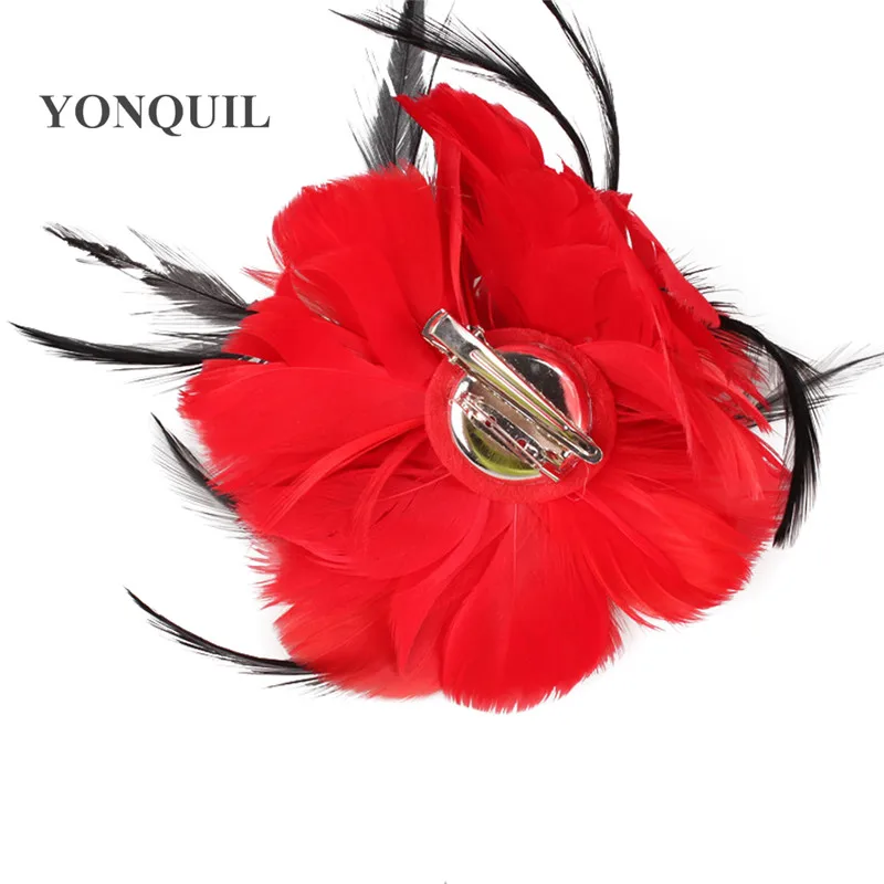 

Classical Color Fascinator Headwear Colorful Mesh Feather Flower Wedding Show Hair Accessories Millinery Cocktail Hats MYQ099