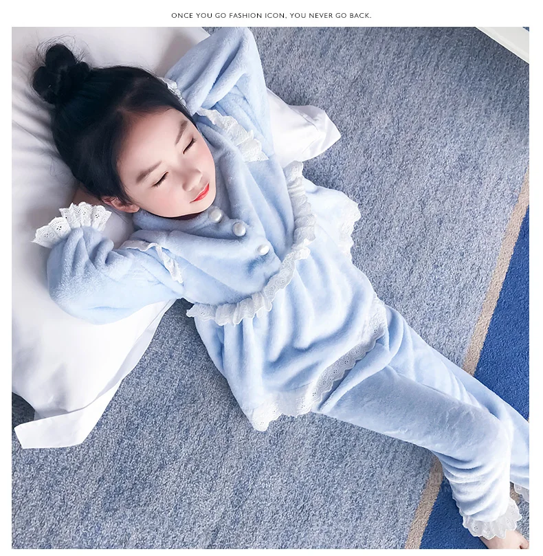 Коралловые бархатные пижамы для девочек зимняя коллекция 2017 г. новый прилив