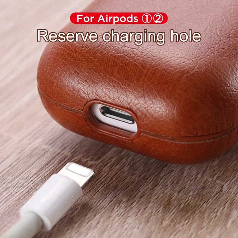 Роскошный кожаный чехол для Apple Airpods Bluetooth аксессуары наушников 1 2 | Электроника