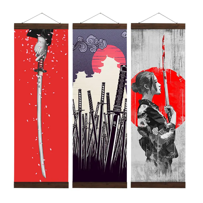 Artryst японский Ukiyo самурайский меч холст плакат Настенная картина для домашнего