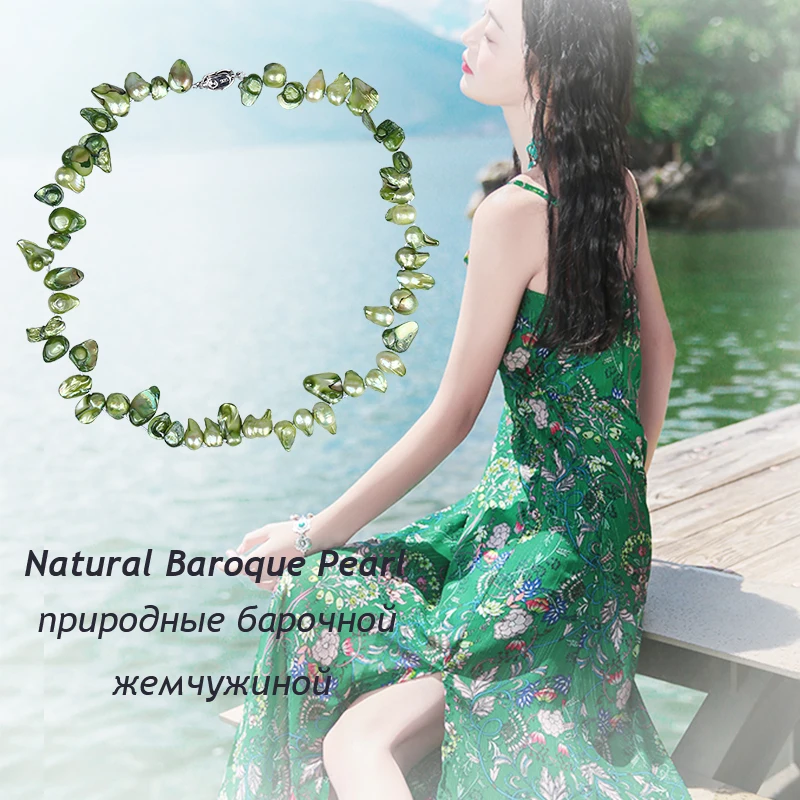 Женское ожерелье Чокеры ZHIXI из пресноводного жемчуга с натуральным камнем в