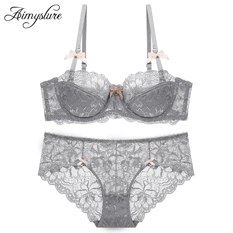 Женщина Кружево 1/2 чашки бюстгальтера сексуальные Push Up Белье комплект красный