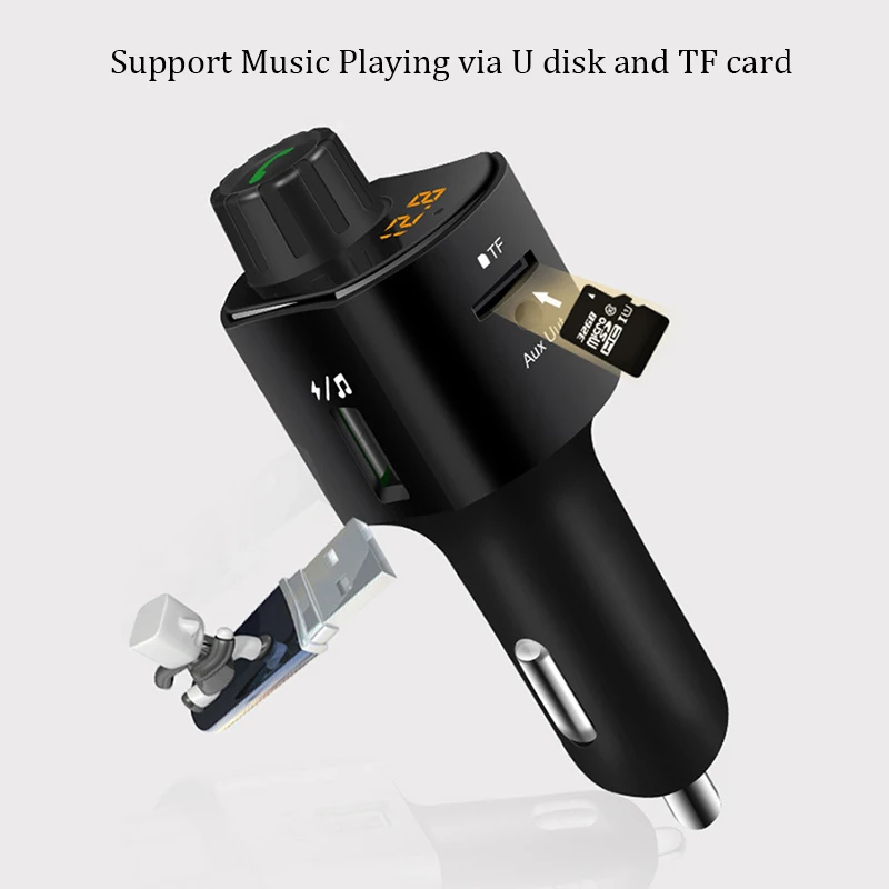 Rylybons FM передатчик Bluetooth Handsfree Car Kit TF USB fm Автомобильный MP3-плеер 3 5 мм AUX Hands Free Dual