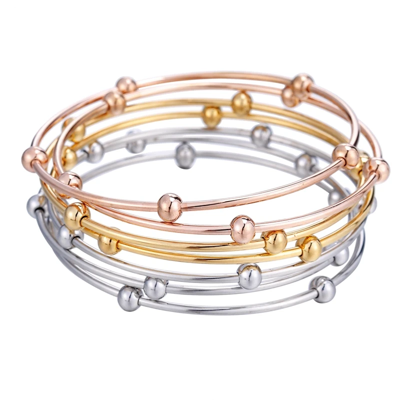 Модные 7 шт. браслеты из проволоки с бусинами нержавеющая сталь DIY Браслеты