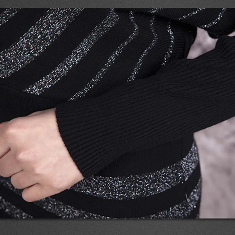 Осенний Модный Шелковый вязаный длинный свободный свитер с длинными рукавами