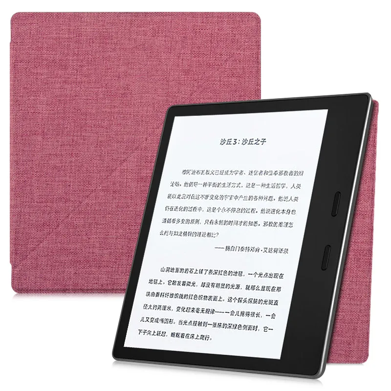 Ультра-тонкий чехол BOZHUORUI для Kindle Oasis(9th Gen, Release), магнитная сильная Адсорбция, откидной чехол высокого качества - Цвет: fabric-Water red