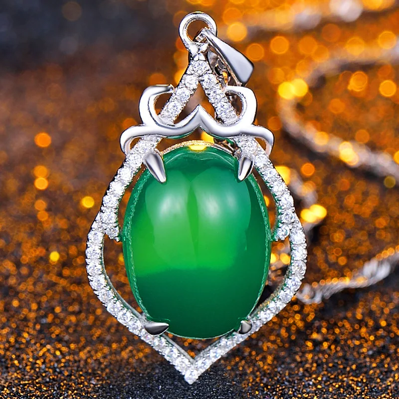 M &amp W ювелирные изделия природных халцедон Цепочки и ожерелья 925 Серебро кулон