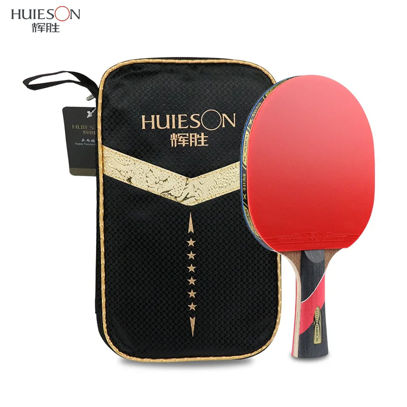 Huieson 6 Star Table Tennis Racket Wenge Wood& Carbon Fiber Blade Sticky Pimples-in Rubber Super Powerful Ping Pong Racket Bat
