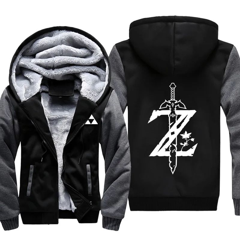Зимняя легенда о Зельде Link Мужская утепленная толстовка женская аниме куртка на