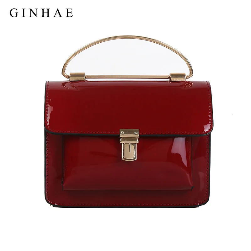 Женская сумка с металлическим кольцом роскошная лакированная кожа женская тоут