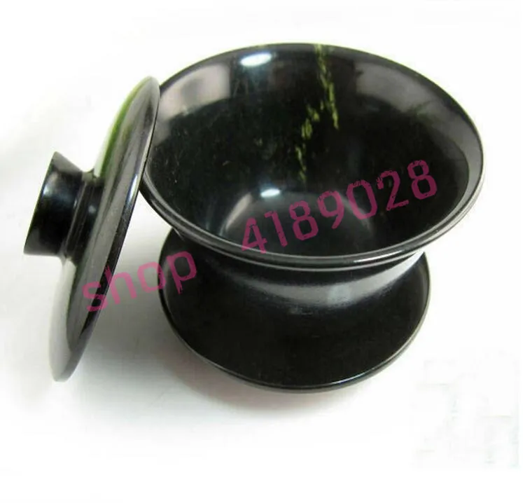 100% чернила нефрит/чернила зеленый нефрит покрытая чаша ручной резной