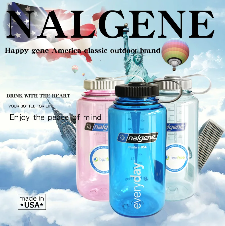 Nalgene Портативный Спорт на открытом воздухе чашки пластиковый стакан воды Велосипеды спортивный чайник герметичные чашки Пеший Туризм Спортивная бутылка для воды 1000 мл