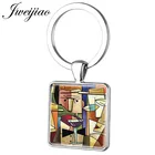 Скандинавский постер и печать JWEIJIAO, современный абстрактный Рисунок, брелок, кольцо для ключей, стеклянный кабошон, Очаровательная подвеска, ювелирные изделия PT24