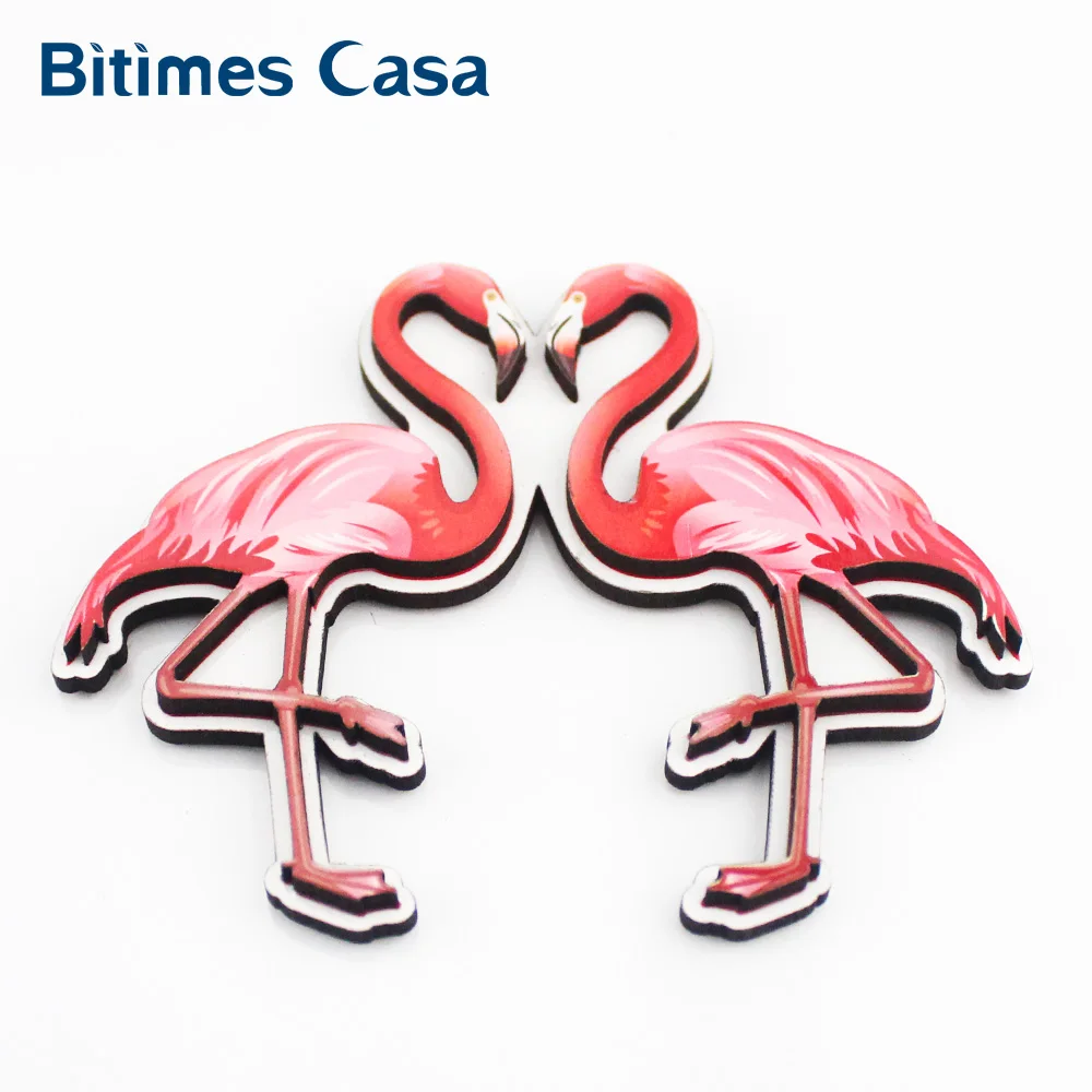 Магниты на холодильник Bitimes Love Flamingo магнитная наклейка из MDF для украшения дома