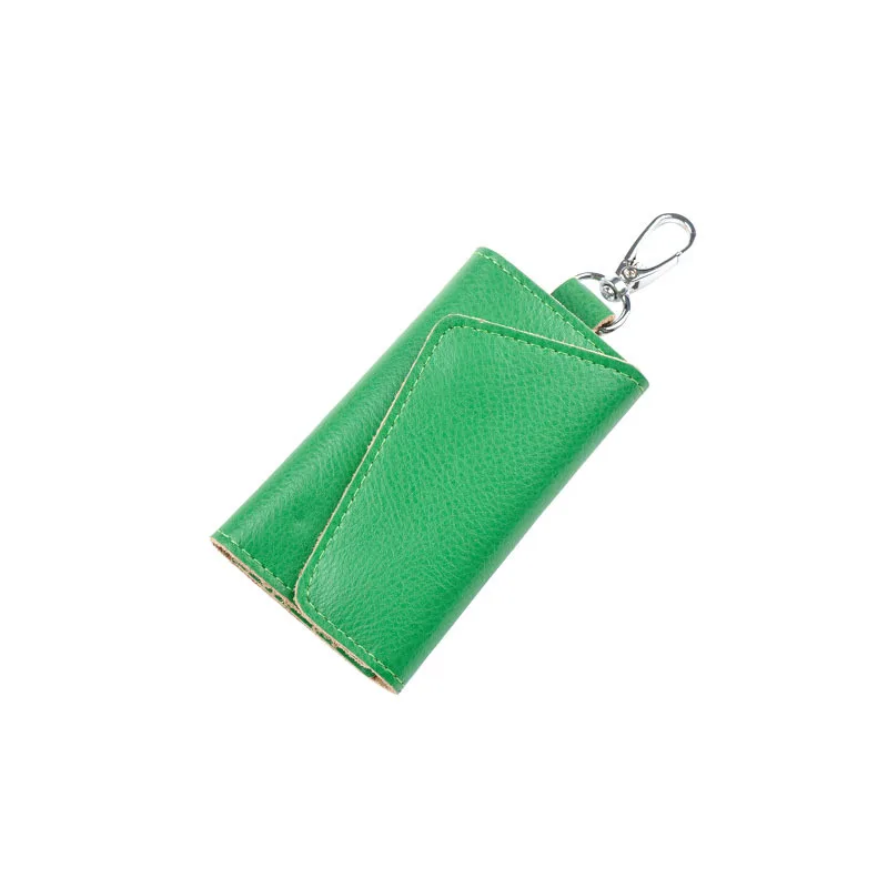 Green Держатель для ключей, кошелек, модный для мужчин и женщин, натуральная кожа, органайзер для ключей, кошелек, многофункциональный чехол, ключница, держатели, 6 ключей - Цвет: Green