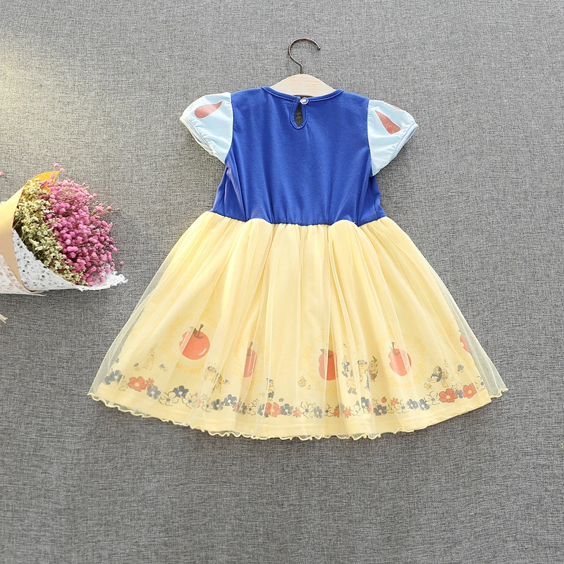 Летние платья для девочек костюм принцессы Белоснежки одежда детей детское