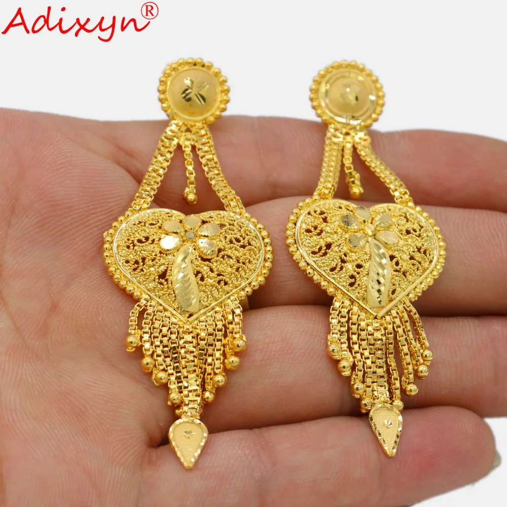 Adixyn кисточки Сердце ожерелье и серьги набор украшений для женщин золотой