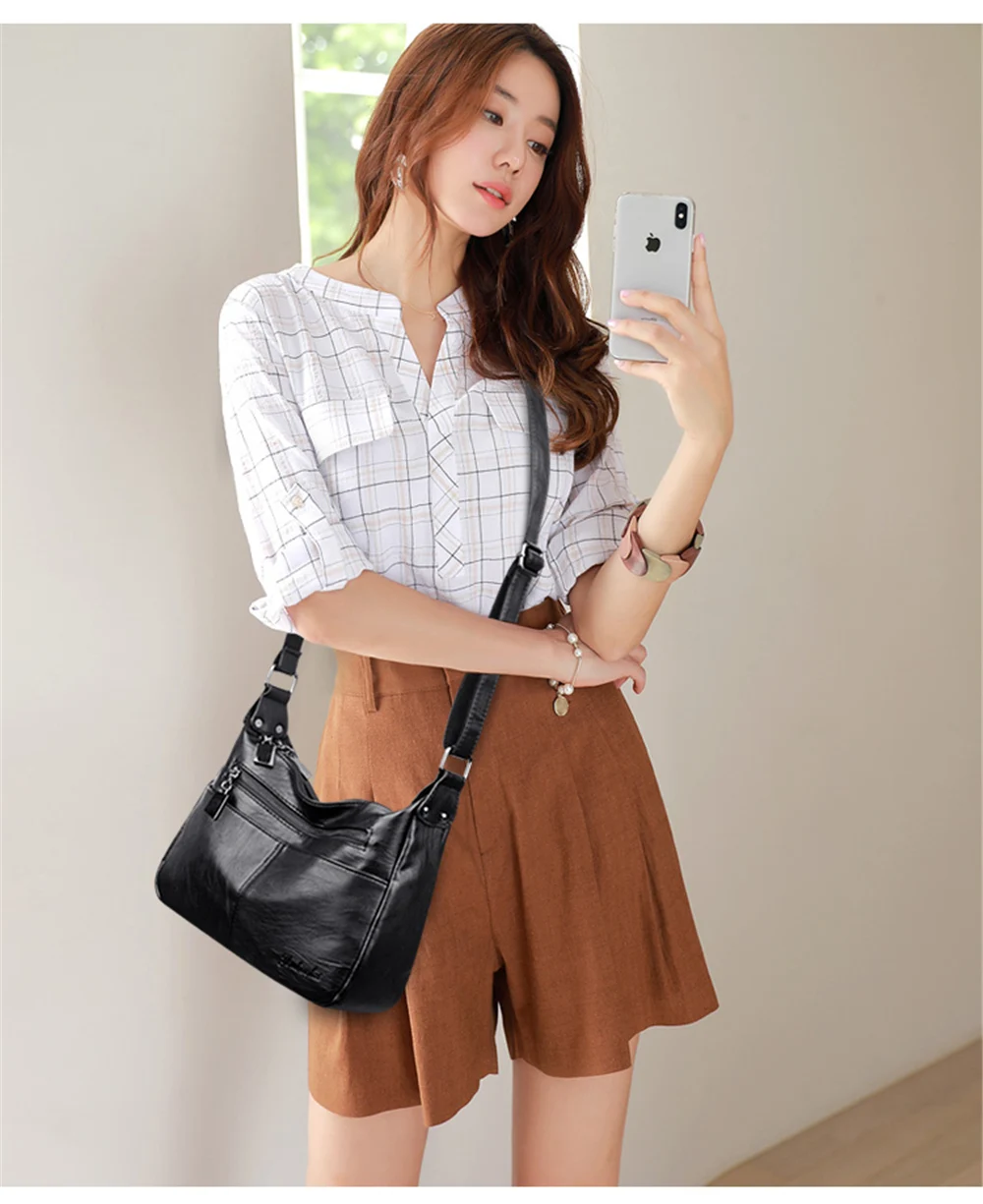 New Multi-Pocket Leather Luxury Handbags Women Bags Designer Handbags High Quality Crossbody Bags For Women Sac A Main Bolsas