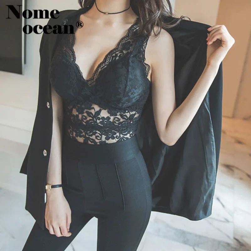 Ажурные кружевные топы на бретельках 2018 летние без рукавов для женщин с вырезами