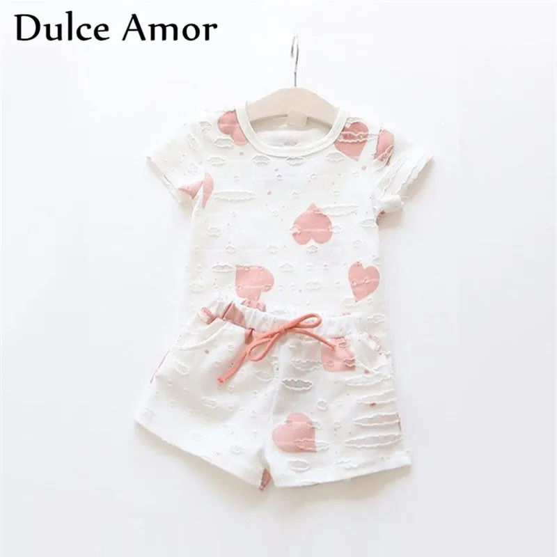 Повседневная летняя детская одежда Dulce Amor 2 шт./компл. комплекты одежды для