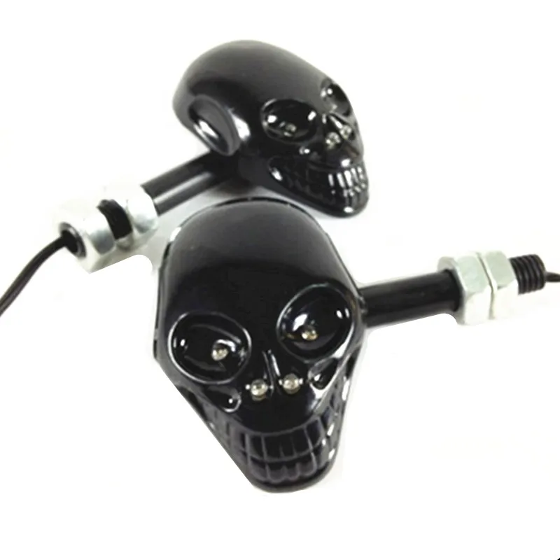 Универсальный светодиодный указатель поворота с черепом для мотоцикла синий и